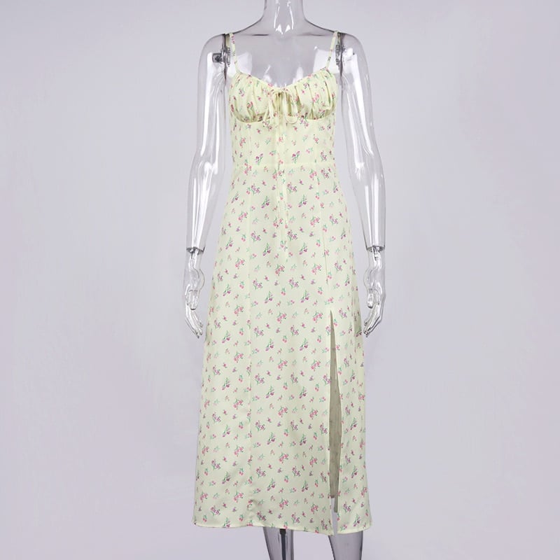 women's vintage floral printed midi dress, view 7 - MRSLM
