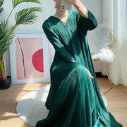 hooded pleated maxi dress, view 3 - MRSLM