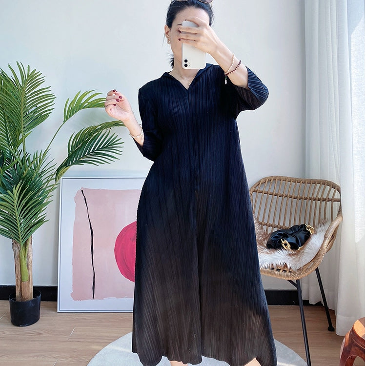 hooded pleated maxi dress, view 4 - MRSLM