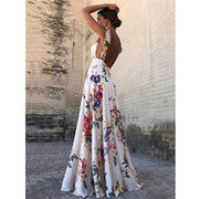 floral print backless summer dress, view 2 - MRSLM