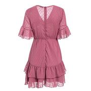 bohemian chiffon pink dress, view 3 - MRSLM
