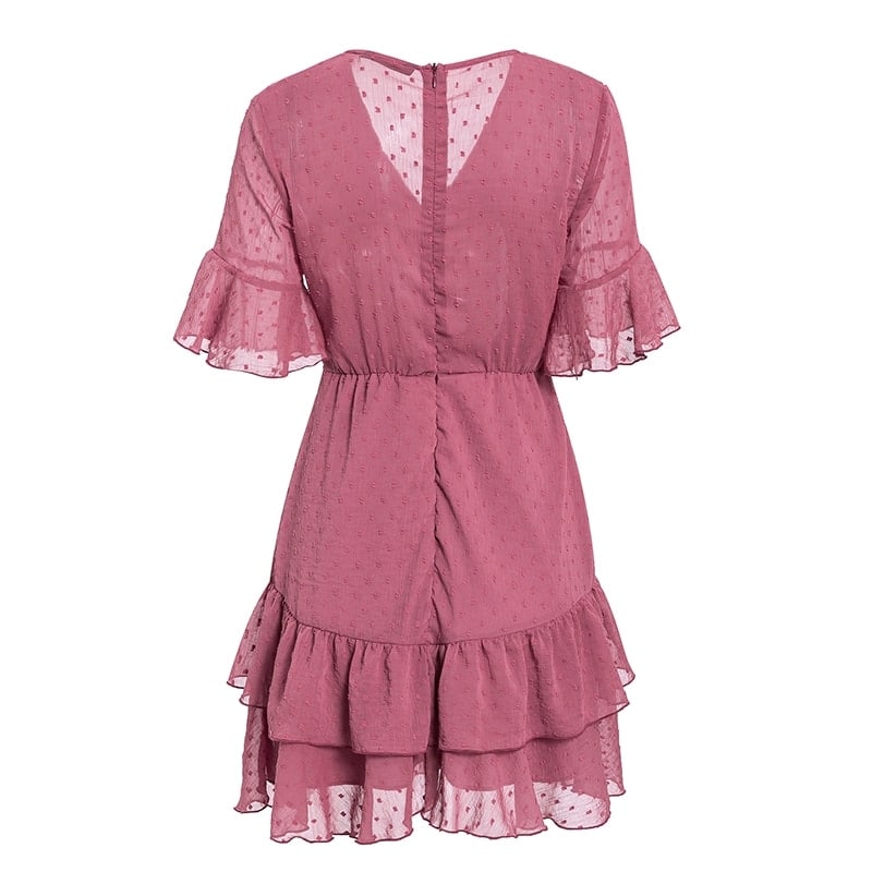 bohemian chiffon pink dress, view 3 - MRSLM