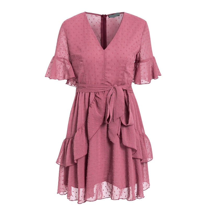 bohemian chiffon pink dress, view 2 - MRSLM