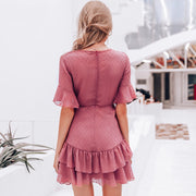bohemian chiffon pink dress, view 5 - MRSLM