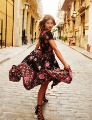 Women's boho floral printed maxi dress, view 5 - MRSLM