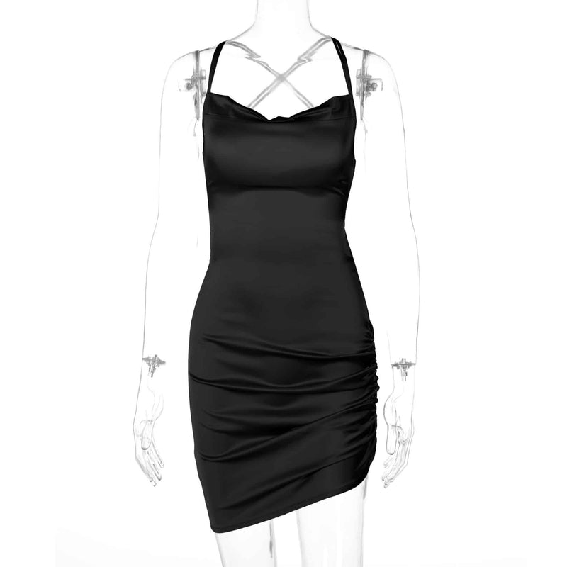 backless spaghetti strap mini dress, view 2 - MRSLM