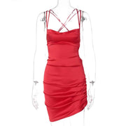 backless spaghetti strap mini dress, view 3 - MRSLM
