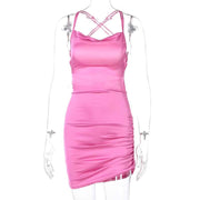 backless spaghetti strap mini dress, view 5 - MRSLM
