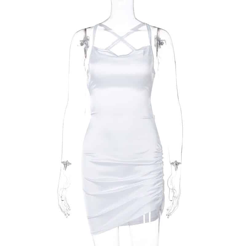 backless spaghetti strap mini dress, view 6 - MRSLM