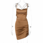 backless spaghetti strap mini dress, view 7 - MRSLM