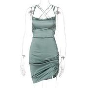 backless spaghetti strap mini dress, view 9 - MRSLM