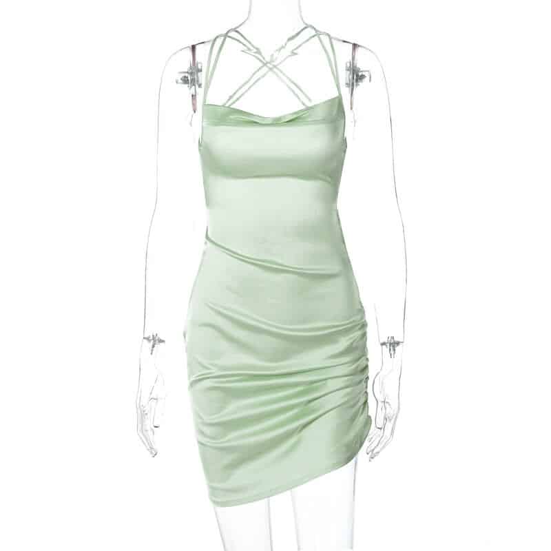 backless spaghetti strap mini dress, view 10 - MRSLM