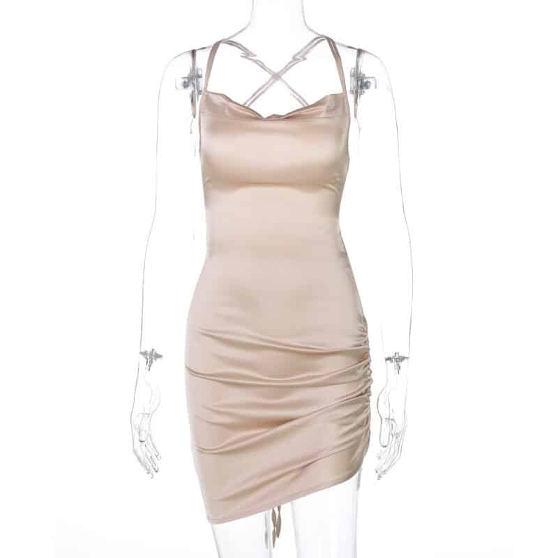 backless spaghetti strap mini dress, view 11 - MRSLM