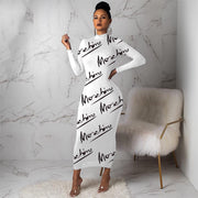Women's black and white bodycon maxi dress, view 6 - MRSLM