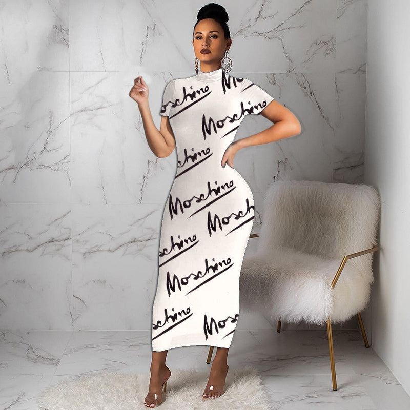 Women's black and white bodycon maxi dress - MRSLM