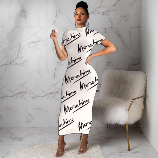 Women's black and white bodycon maxi dress - MRSLM