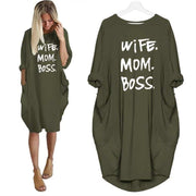 women's casual wife mom boss printed dress - MRSLM