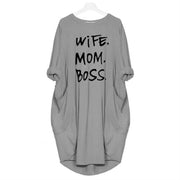 women's casual wife mom boss printed dress, view 5 - MRSLM