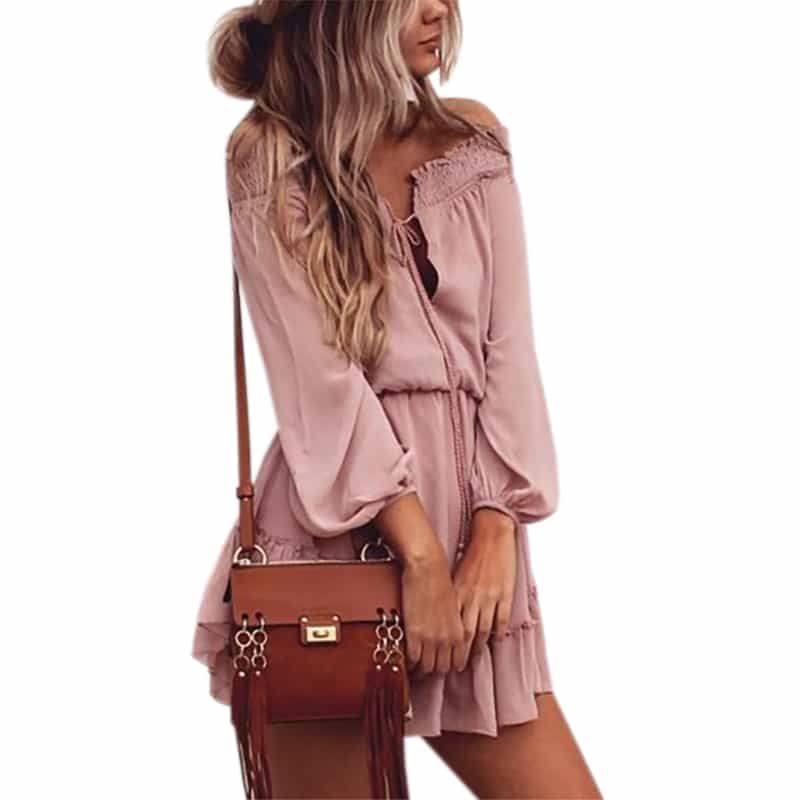 ruffle chiffon lantern sleeve dress - MRSLM