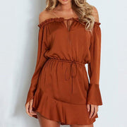 ruffle chiffon lantern sleeve dress, view 11 - MRSLM