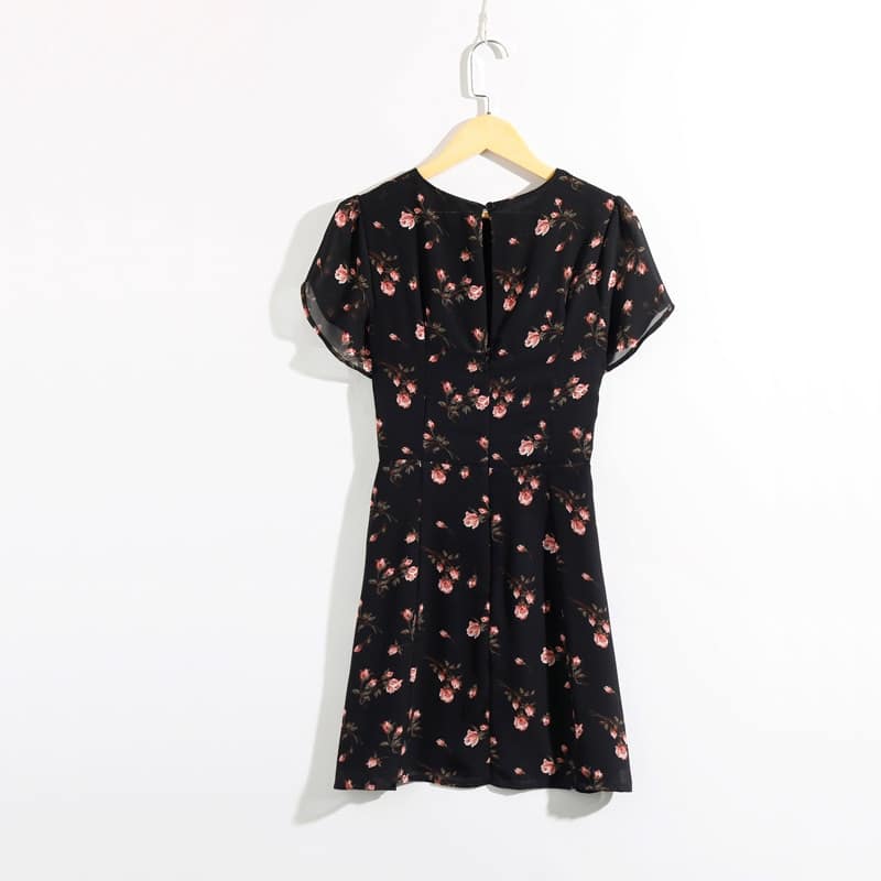 women's round neck short sleeved mini dress, view 7 - MRSLM