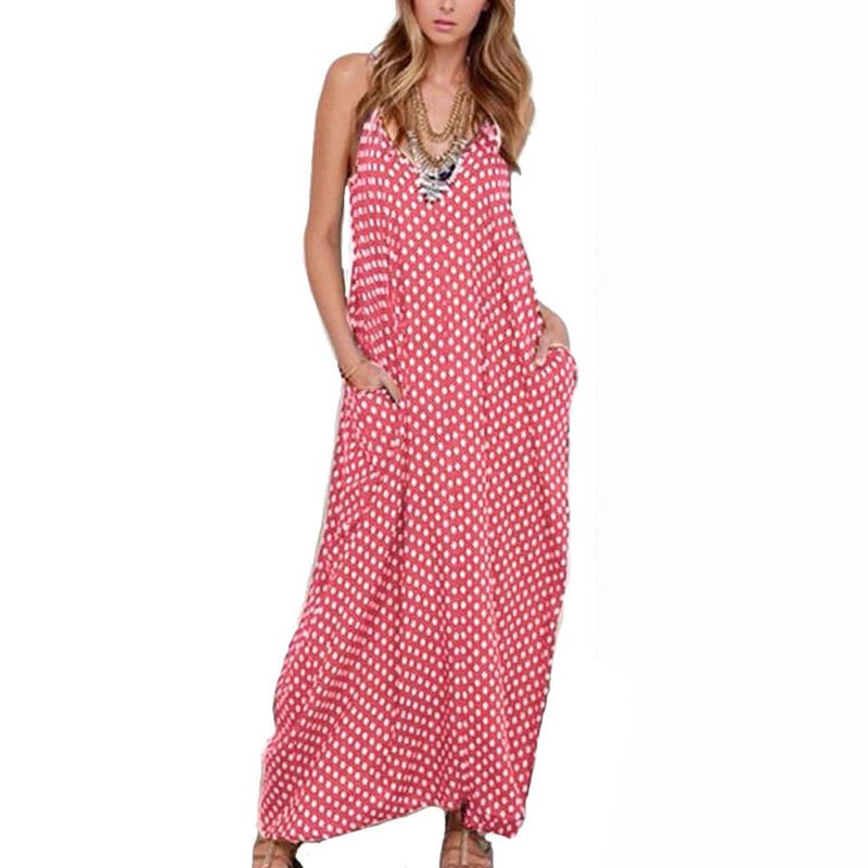 Women's cami dot printed maxi dress, view 10 - MRSLM