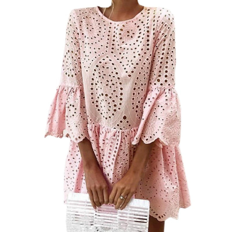 ruffled lace dress, view 6 - MRSLM