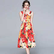 Women's floral backless midi dress, view 3 - MRSLM