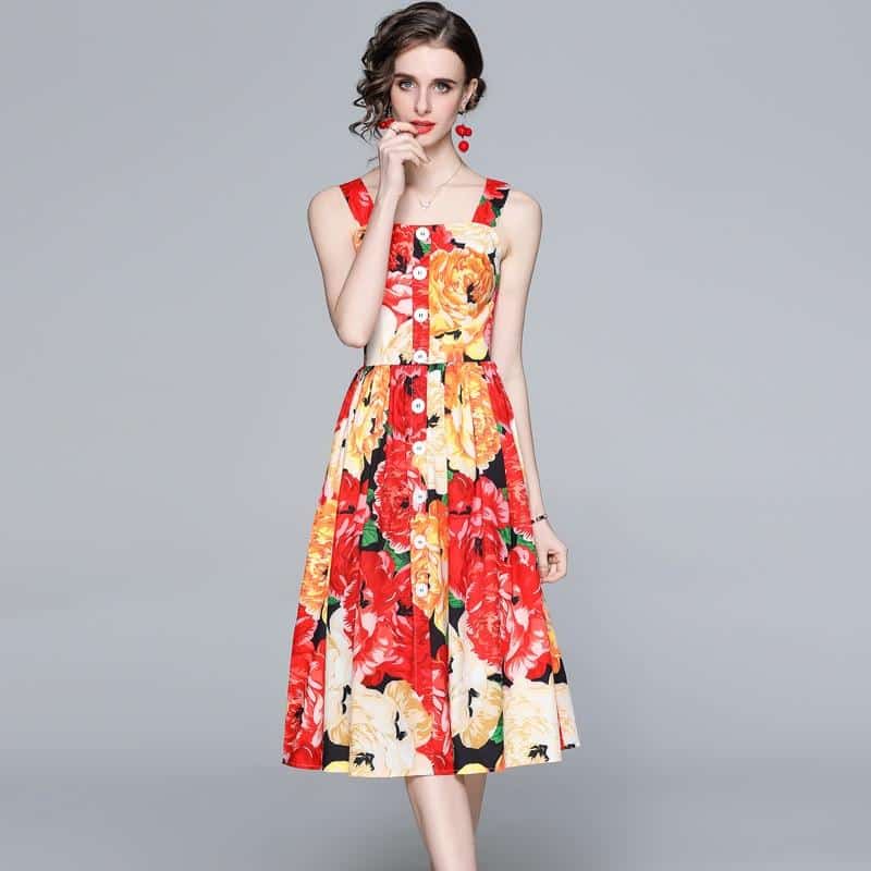 Women's floral backless midi dress, view 3 - MRSLM