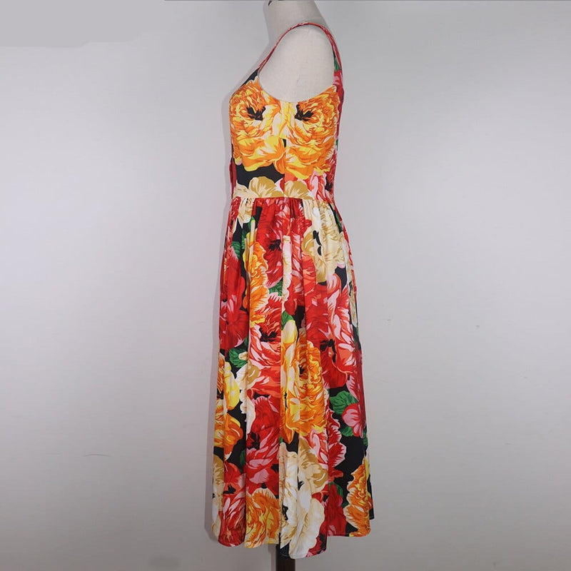 Women's floral backless midi dress, view 6 - MRSLM