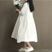 Button down linen tea women's dress, view 5 - MRSLM