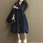 Button down linen tea women's dress, view 6 - MRSLM