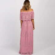 Off shoulder maxi dress for women, view 7 - MRSLM