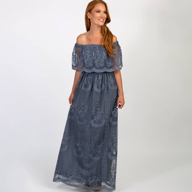 Off shoulder maxi dress for women, view 8 - MRSLM
