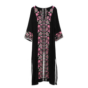 embroidered kaftan midi dress, view 8 - MRSLM