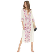 embroidered kaftan midi dress, view 7 - MRSLM