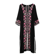 embroidered kaftan midi dress, view 2 - MRSLM
