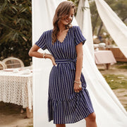 gala midi dress in striped print, view 7 - MRSLM