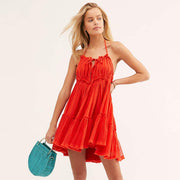 swing low spaghetti strap dress, view 7 - MRSLM