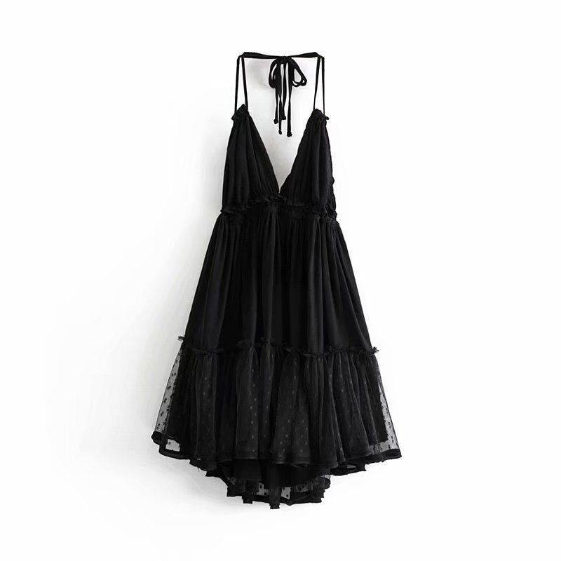 swing low spaghetti strap dress, view 4 - MRSLM