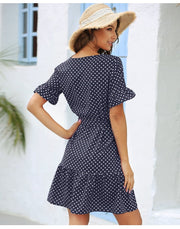 women's ruffled polka dot dress, view 6 - MRSLM