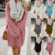 solid color knitted sweater dress for women, view 2 - MRSLM