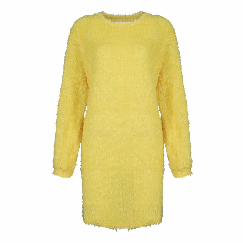 solid color knitted sweater dress for women, view 4 - MRSLM