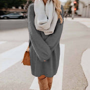 solid color knitted sweater dress for women - MRSLM