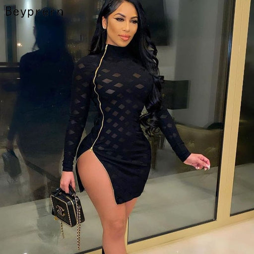 hollow out zipper dress - MRSLM