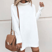 women's solid color winter knit dress, view 3 - MRSLM