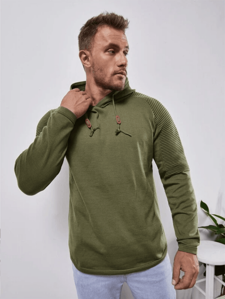 Solid Color Casual Male Long Sleeve Hoodie - MRSLM