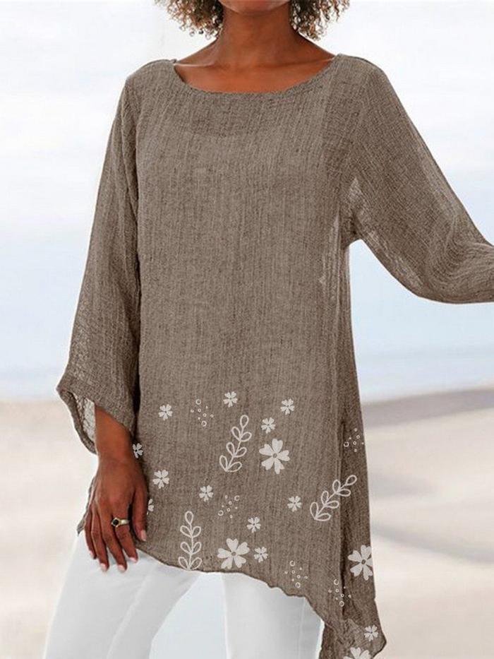 Women's small floral print long sleeve top, view 4 - MRSLM