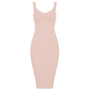 bodycon v-neck evening dress, view 4 - MRSLM
