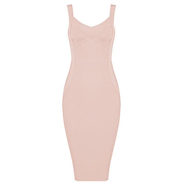 bodycon v-neck evening dress, view 4 - MRSLM